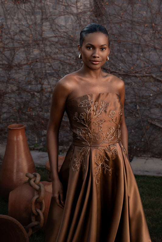 VESTIDO BERGERAC - Mocha Mousse