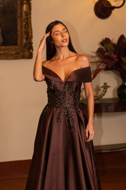 VESTIDO NARBONNE - Mocha Mousse