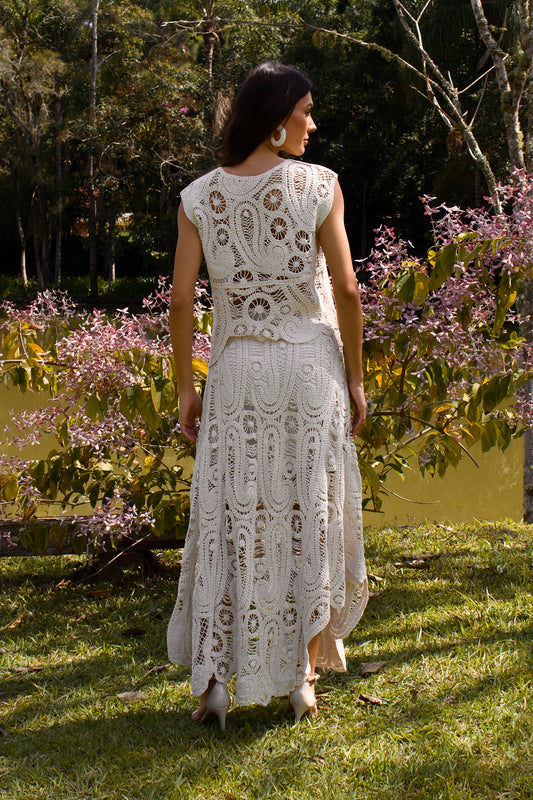 SAIA MIDI DE CROCHET PARU - Off White