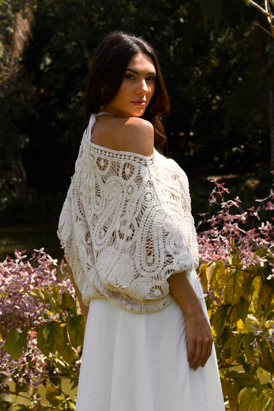 CARDIGAN DE CROCHET GUARATINGA - Off White