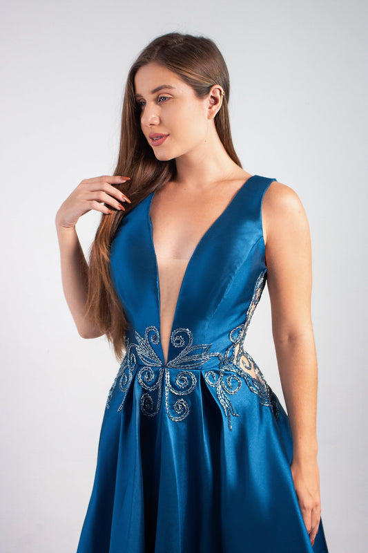 VESTIDO POITIERS - Azul Petróleo