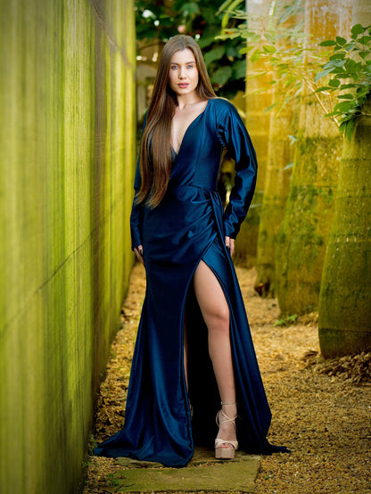 VESTIDO FLORA - Azul Marinho