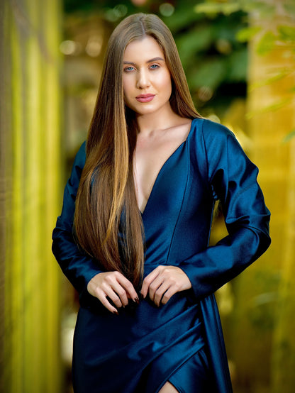 VESTIDO FLORA - Azul Marinho