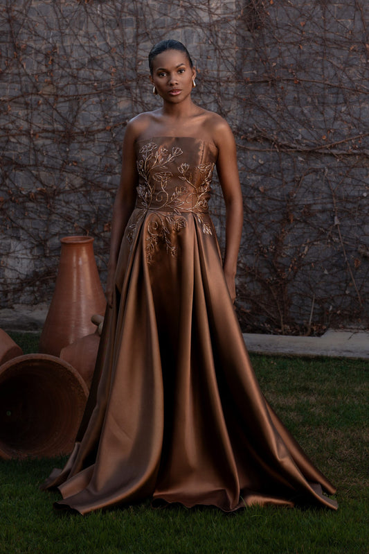 VESTIDO BERGERAC - Mocha Mousse