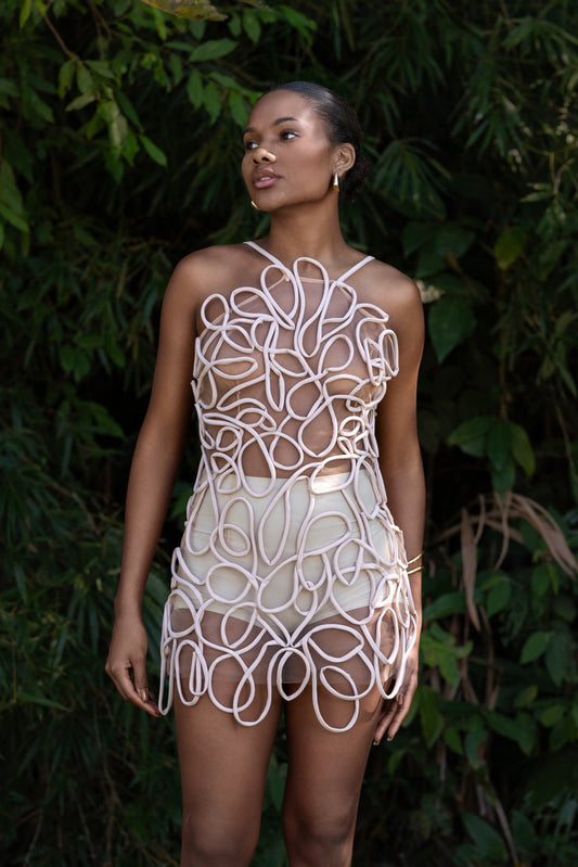 VESTIDO CURTO CAETÊ - Off White