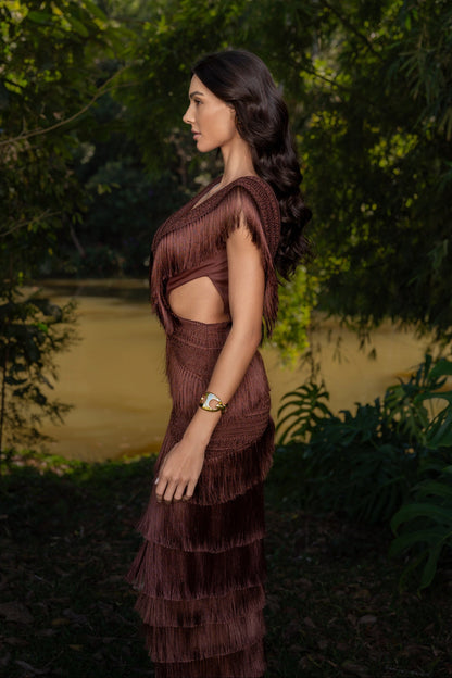 VESTIDO LONGO XINGU - Marrom