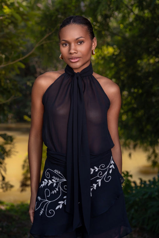 CAMISA FRENTE ÚNICA GRAMADO - Preto e Branco