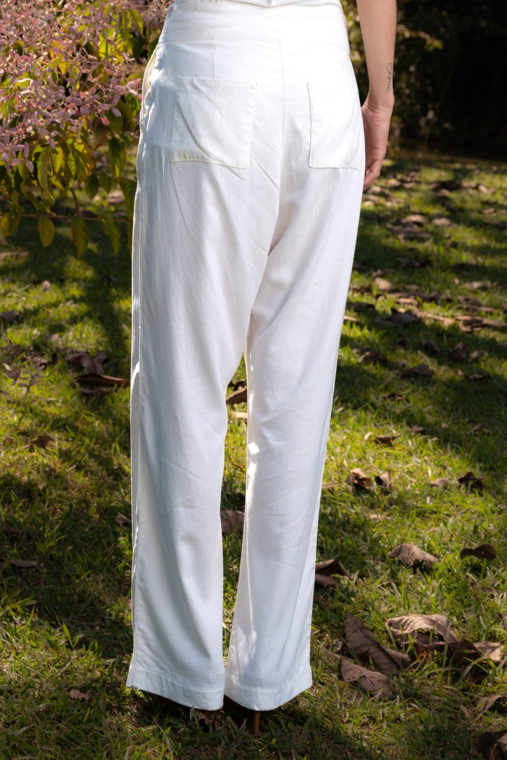 CALÇA DE LINHO BORDADA OLINDA - Branco