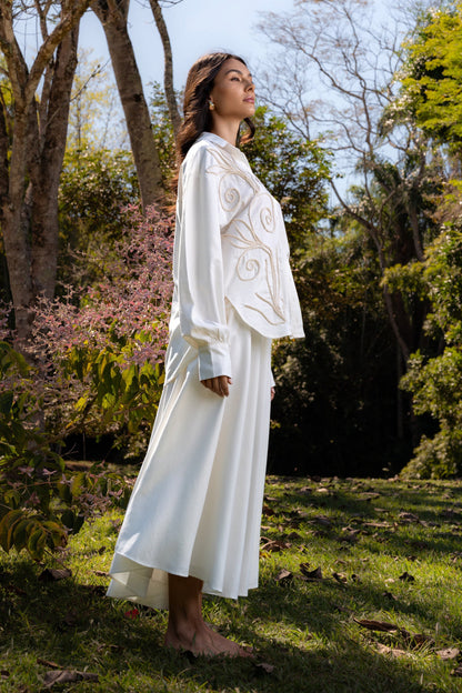CAMISA DE LINHO BORDADA CAMBURI - Off White