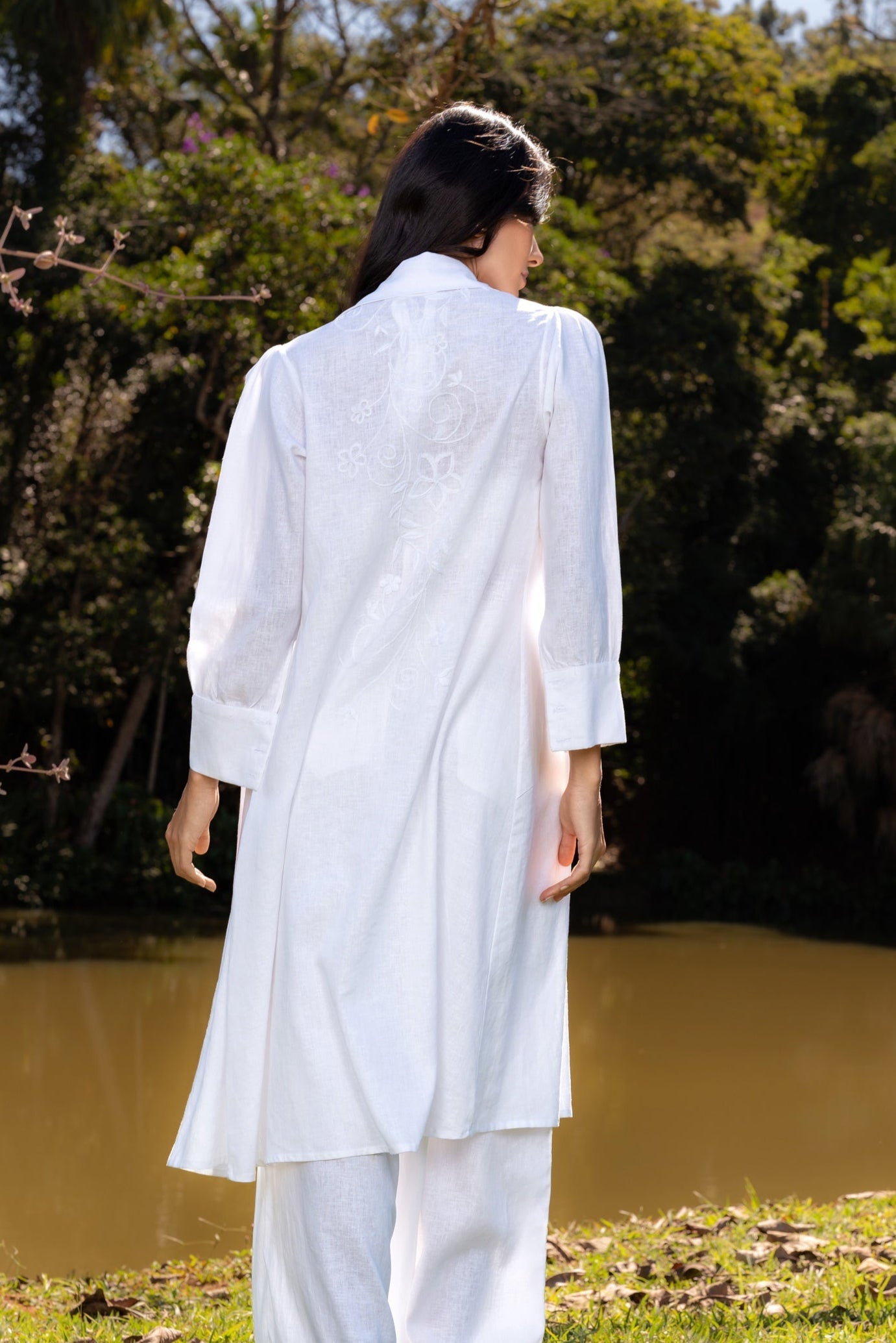 CHEMISE DE LINHO COM TOP VITÓRIA - Branco