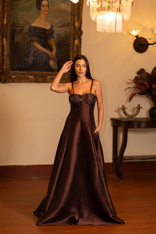 VESTIDO NIORT - Mocha Mousse