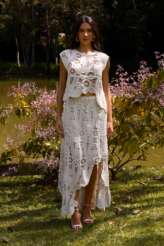 SAIA MIDI DE CROCHET PARU - Off White