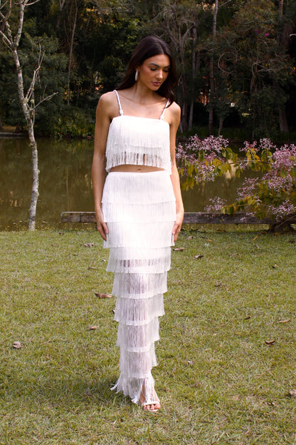 SAIA LONGA DE FRANJAS ITAPOÁ - Branco