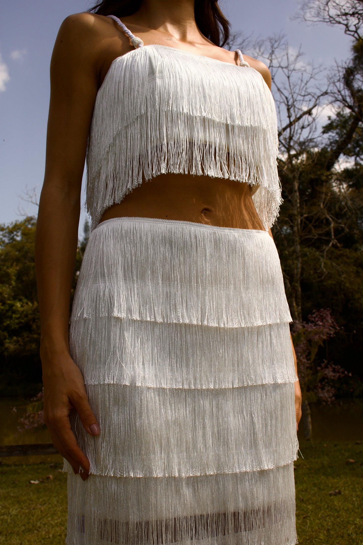 SAIA LONGA DE FRANJAS ITAPOÁ - Branco