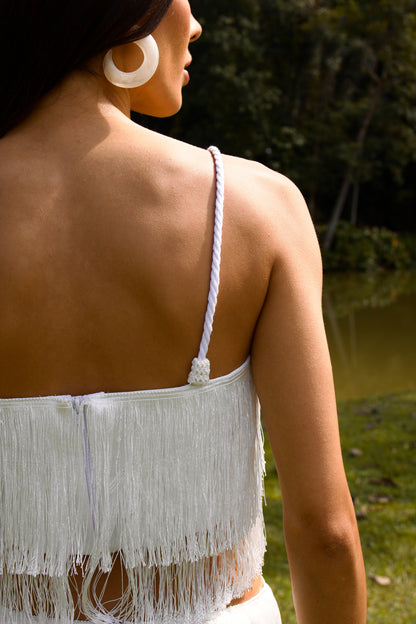 SAIA LONGA DE FRANJAS ITAPOÁ - Branco