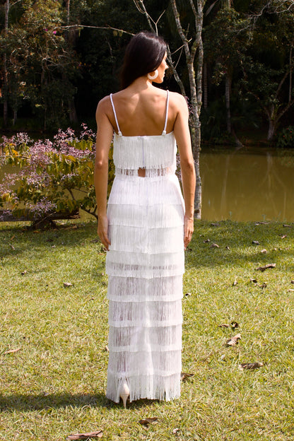 SAIA LONGA DE FRANJAS ITAPOÁ - Branco