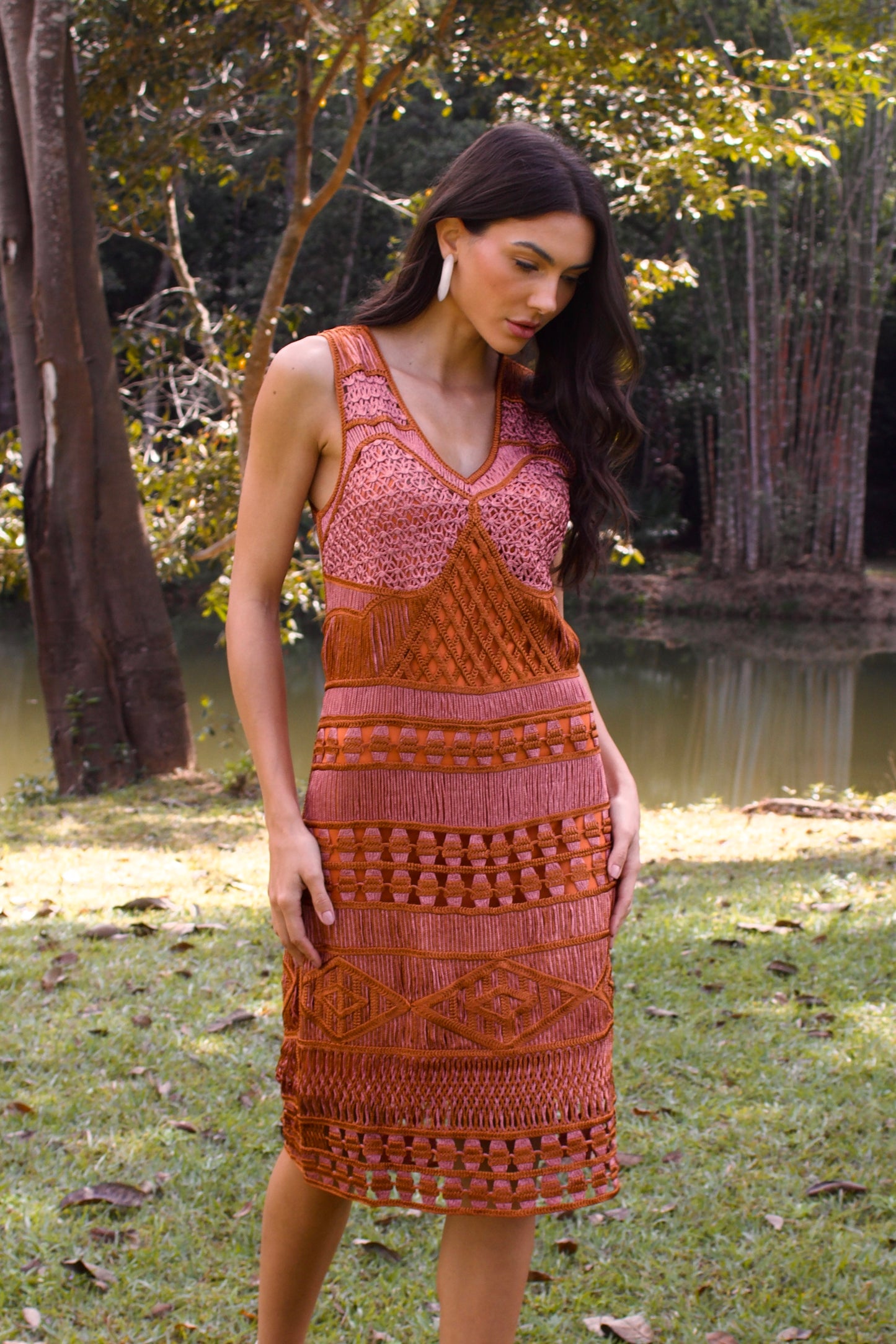 VESTIDO MIDI DE CROCHET ARAGUAIA - Rose e Caramelo