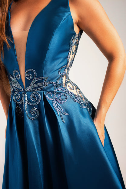 VESTIDO POITIERS - Azul Petróleo