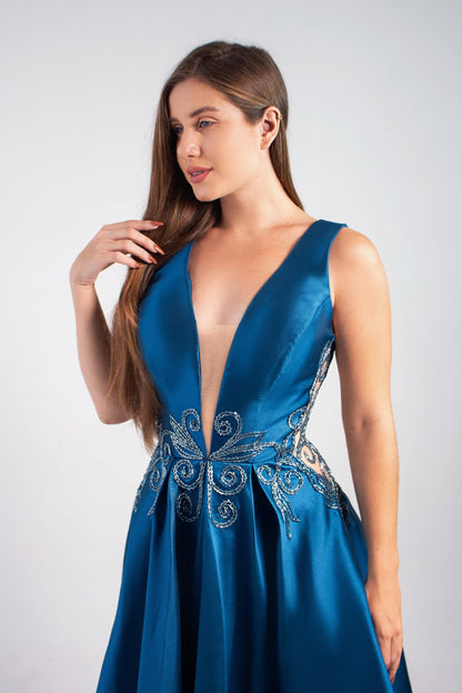 VESTIDO POITIERS - Azul Petróleo