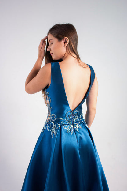 VESTIDO POITIERS - Azul Petróleo