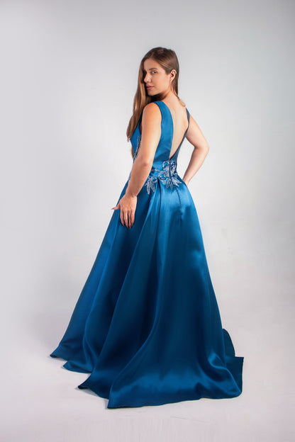 VESTIDO POITIERS - Azul Petróleo