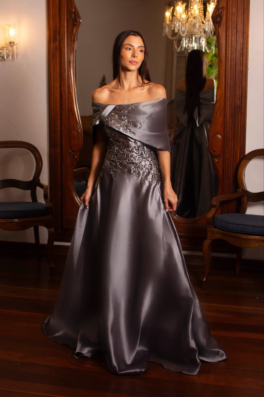 VESTIDO SINGAPURA - Chumbo