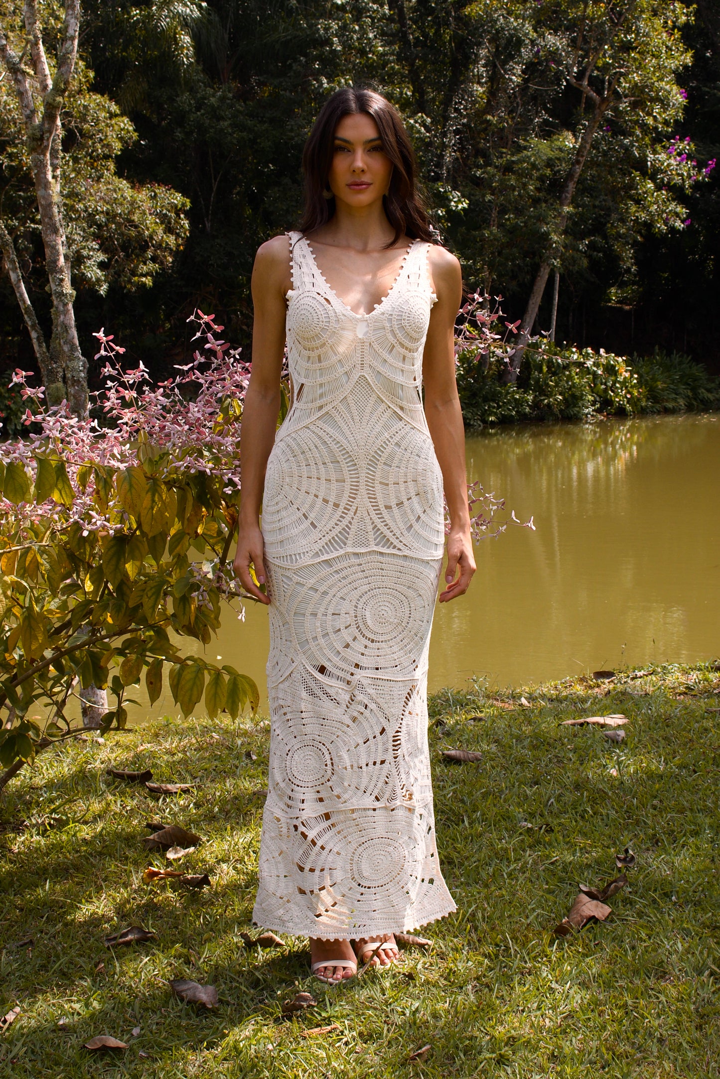 VESTIDO LONGO DE CROCHET XINGUARA - Off White
