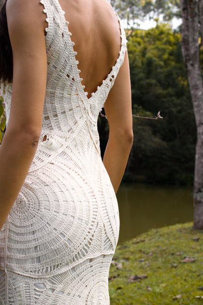 VESTIDO LONGO DE CROCHET XINGUARA - Off White