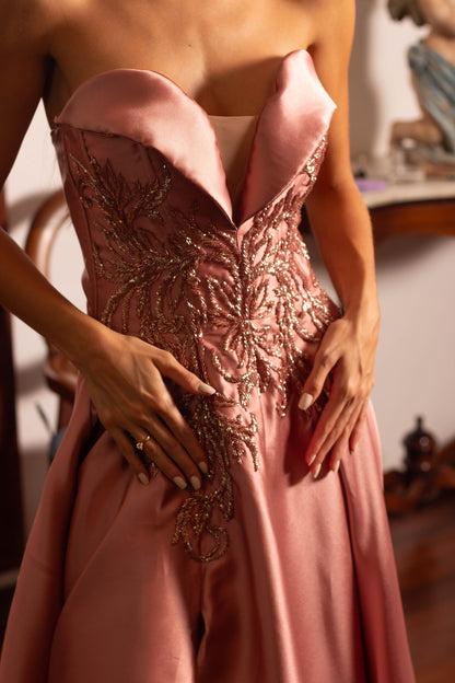 VESTIDO CORDES - Rosê