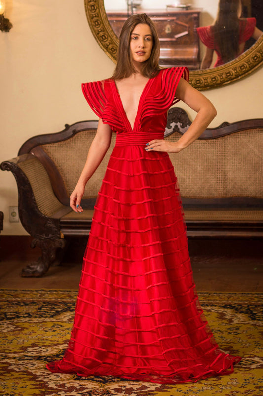 VESTIDO PORTO - Vermelho