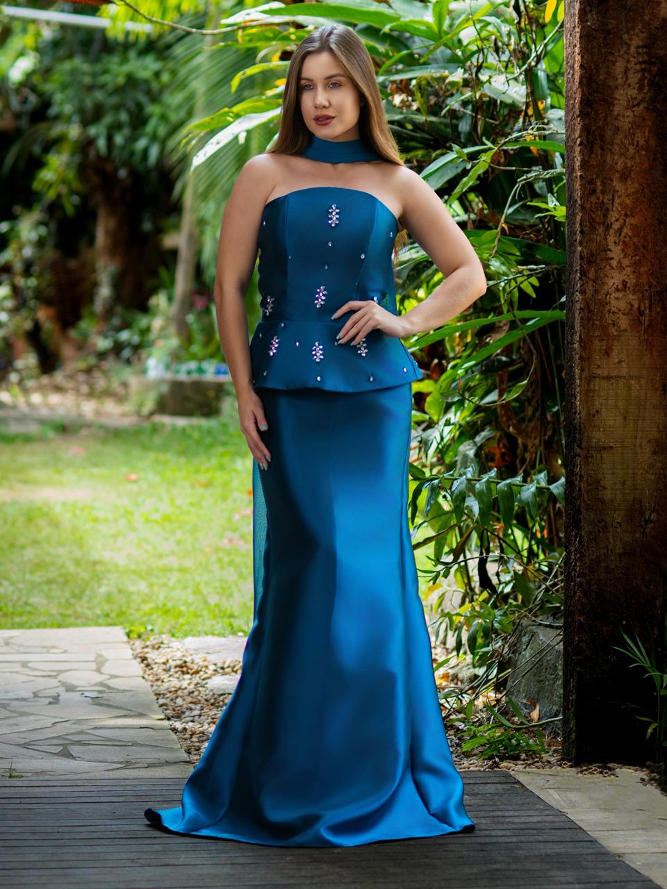 VESTIDO JADE - Azul Petróleo