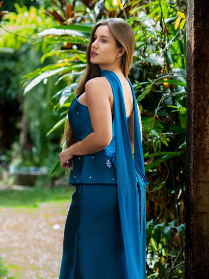 VESTIDO JADE - Azul Petróleo