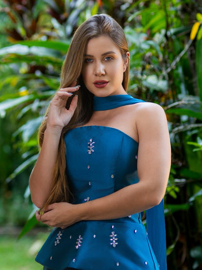 VESTIDO JADE - Azul Petróleo